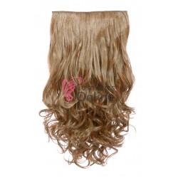 Extensie de par cu 5 Clips On delux simpla ondulata de 60 cm, Blond inchis Mixt 8005